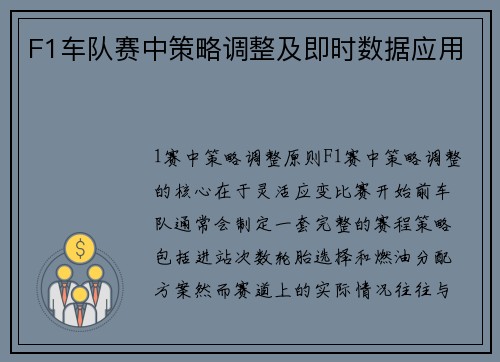 F1车队赛中策略调整及即时数据应用