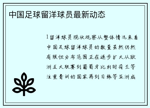 中国足球留洋球员最新动态
