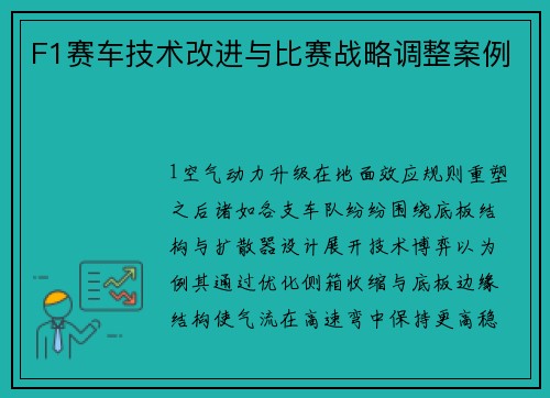 F1赛车技术改进与比赛战略调整案例